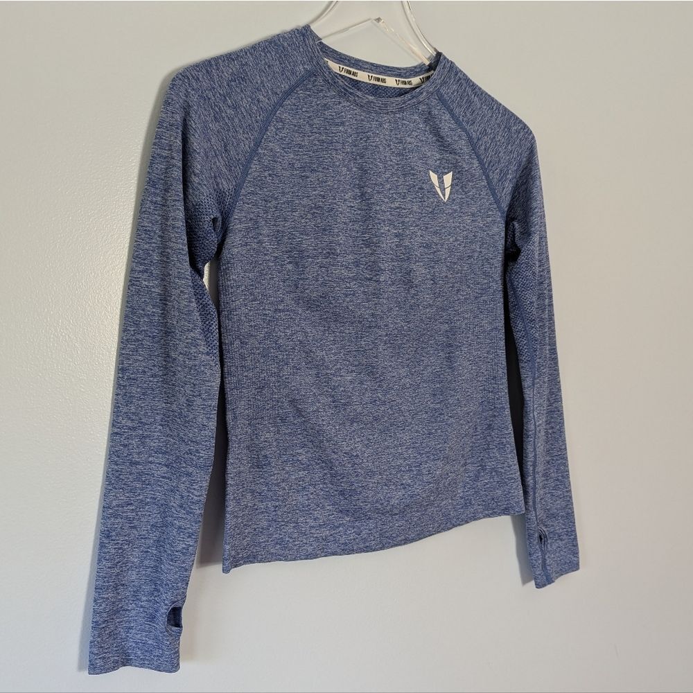 Firm Abs Long Sleeve Workout Shirt Women's Blue Small - Picture 3 of 8